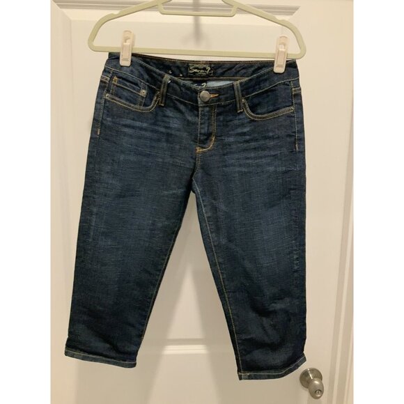 Seven 7 Jeans Capri  29 Women’s Blue 5 Pocket Embroidered Back Pockets - Picture 1 of 7